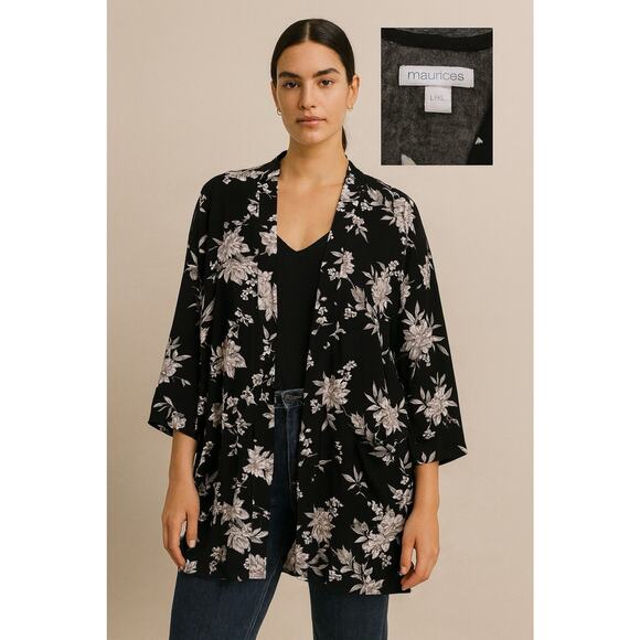 Spiritual Gangster Other - Spiritual Ganster Floral Kimono cover-up "one size"Floral black white